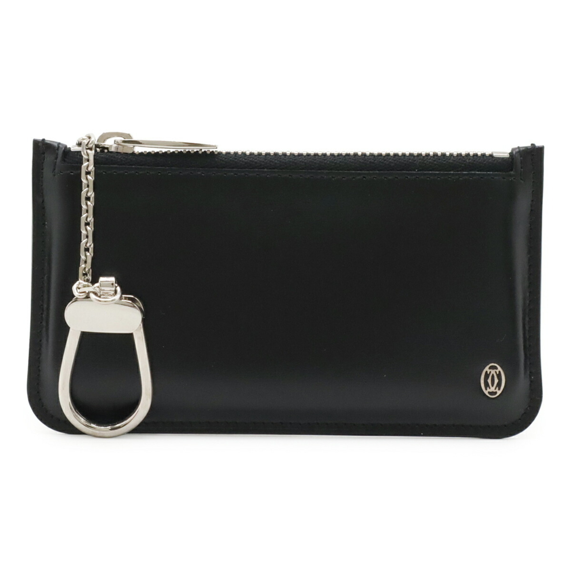 Cartier Pasha De Wallet/Coin Purse, Leather, Black, With Key Hook